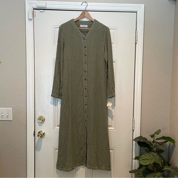 Willow Women’s Vintage Green Long Sleeve Button Front Maxi Dress Size S NEW - Picture 1 of 7